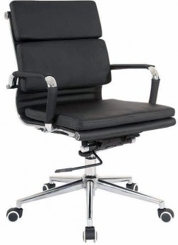 Офисное кресло RT-08BQ (аналог Eames, CHAIRMAN 750M), черная экокожа