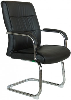 Кресло посетителя RIVA CHAIR RCH 9249-4, черная экокожа с перф. вставками