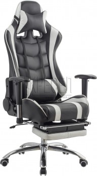 Игровое кресло RT-6001, черно-белая экокожа