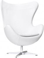 Дизайнерское кресло A219 (реплика Egg Chair Arne Jacobsen Style), белая экокожа