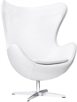 Дизайнерское кресло A219 (реплика Egg Chair Arne Jacobsen Style), белая экокожа