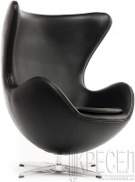 Дизайнерское кресло A219 (реплика Egg Chair Arne Jacobsen Style), черная экокожа
