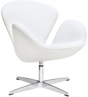 Дизайнерское кресло A062 (реплика Swan Chair), белая экокожа