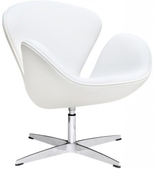 Дизайнерское кресло A062 (реплика Swan Chair), белая экокожа