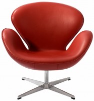 Дизайнерское кресло A062 (реплика Swan Chair), красная экокожа