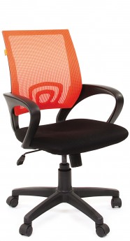 Офисное кресло CHAIRMAN 696-black оранжевая спинка-сетка / черная ткань (TW-66/TW-11)
