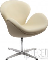 Дизайнерское кресло A062 (реплика Swan Chair), бежевая экокожа