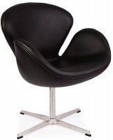 Дизайнерское кресло A062 (реплика Swan Chair), черная экокожа