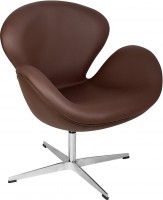 Дизайнерское кресло A062 (реплика Swan Chair), темно-коричневая экокожа
