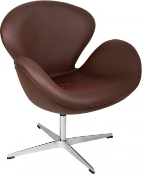 Дизайнерское кресло A062 (реплика Swan Chair), темно-коричневая экокожа