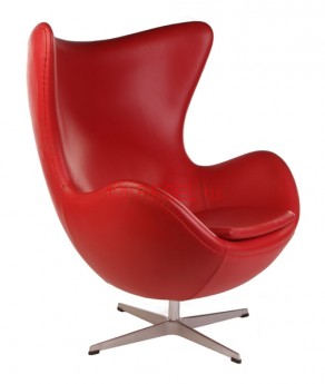 Дизайнерское кресло A219 (реплика Egg Chair Arne Jacobsen Style), красная экокожа