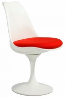 Дизайнерский стул A711 (реплика Tulip Eero Saarinen), белый пластик / красная ткань