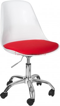 Дизайнерский стул A711-5 (реплика Tulip Eero Saarinen), белый пластик / красная ткань