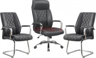 Комплект офисных кресел RT-720A-2BS, черная экокожа