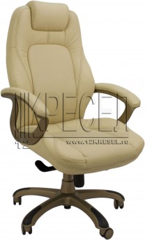 Кресло руководителя EChair CS-630E, бежевая кожа с перф. вставками