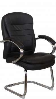 Кресло посетителя RIVA CHAIR RCH 9024-4, черная экокожа