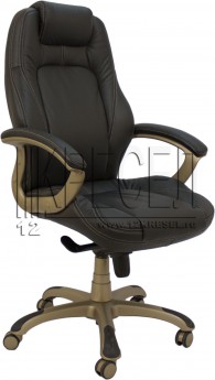 Кресло руководителя EChair CS-630E, черная кожа с перф. вставками