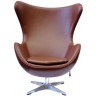 Дизайнерское кресло EGG CHAIR (реплика Egg Chair Arne Jacobsen Style), коричневая экокожа