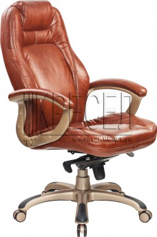Кресло руководителя EChair CS-630E, коричневая кожа с перф. вставками