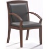 Кресло EChair-421 KR, черная рецикл. кожа / дерево темный орех