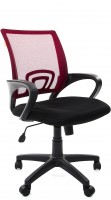 Офисное кресло CHAIRMAN 696-black бордовая спинка-сетка / черная ткань (TW-06/TW-11)
