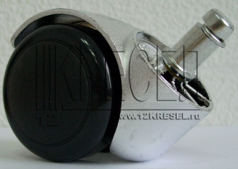 Ролики для кресел полумягкие серебристые 11S-3850-BPU, на черной полиуретановой шине, D штока 11 мм, комплект 5 шт.