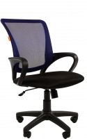 Офисное кресло CHAIRMAN 969-black синяя спинка-сетка / черная ткань (TW-05/TW-11)