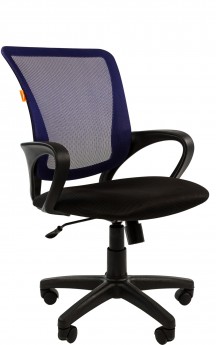 Офисное кресло CHAIRMAN 969-black синяя спинка-сетка / черная ткань (TW-05/TW-11)