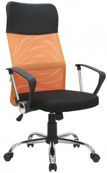 Кресло руководителя RIVA CHAIR RCH 8074, оранжевая сетка + черная экокожа / ткань