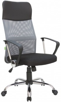 Кресло руководителя RIVA CHAIR RCH 8074, серая сетка + черная экокожа / ткань