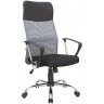 Кресло руководителя RIVA CHAIR RCH 8074, серая сетка + черная экокожа / ткань