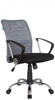 Офисное кресло RIVA CHAIR RCH 8075, серая сетка / черная ткань