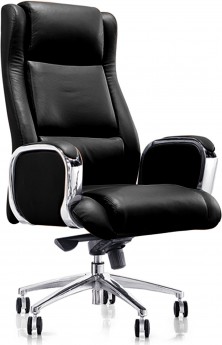 Кресло руководителя EChair-545 ML, черная кожа, нагрузка до 200 кг