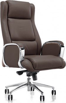 Кресло руководителя EChair-545 ML, коричневая кожа, нагрузка до 200 кг