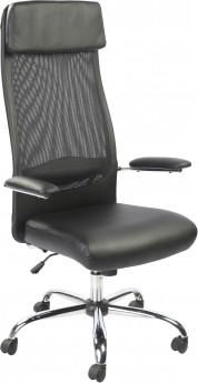 Кресло руководителя EChair-507 TPU, черная сетка / экокожа