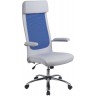 Кресло руководителя EChair-507 TPU, голубая сетка / белая экокожа